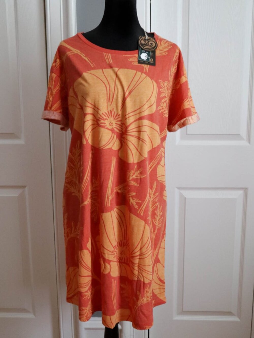 Happy Earth 100% Organic Cotton T-Shirt Dress Finley Playa Sz XL Fair Trade